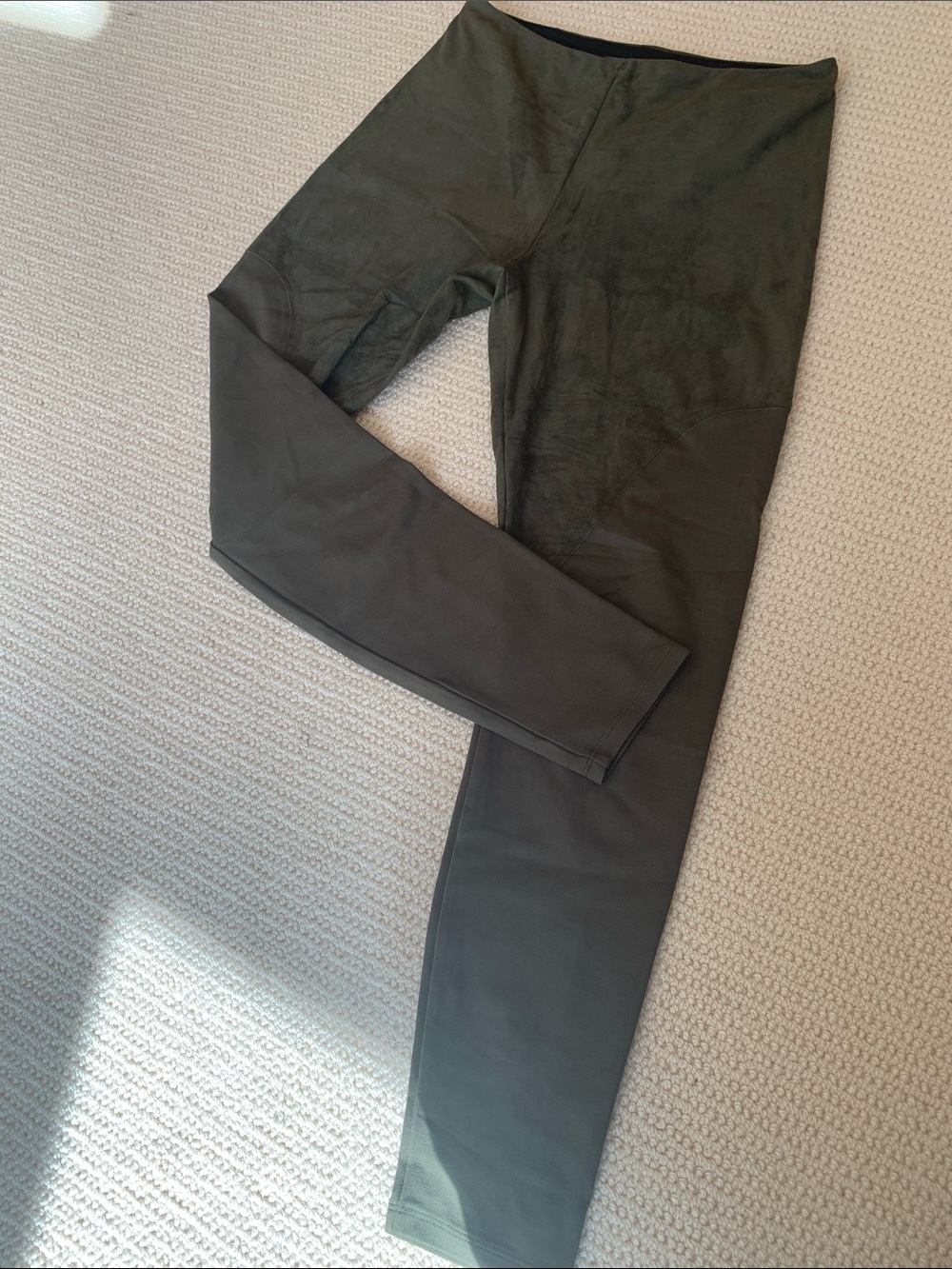 Lysse Olive Green Faux-Suede High Waist Leggings